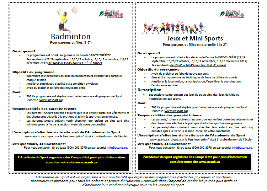 Académie du sport automne 2017