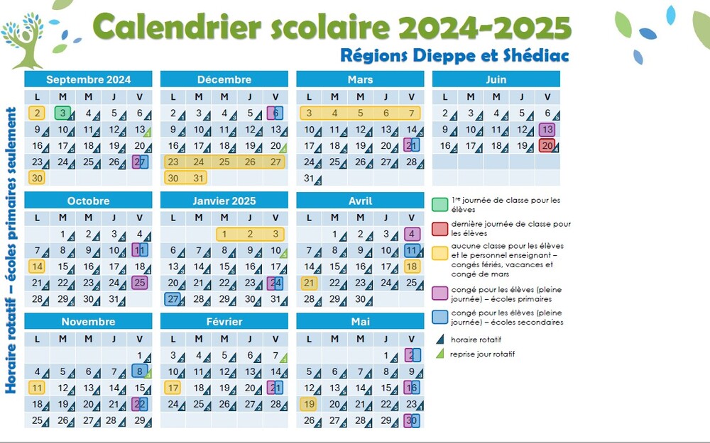 Calendrier scolaire 2024 25 photo