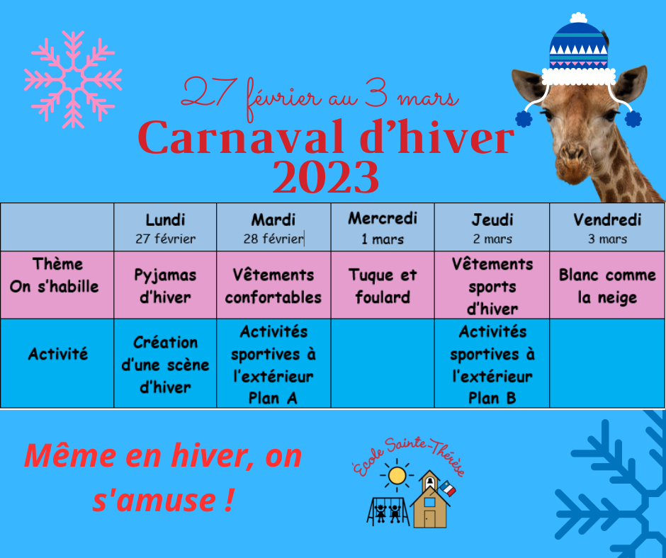 Carnaval Horaire